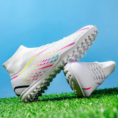 Wear Resistant TF Turf Soccer Boots PU Elastic Fabric Upper Rubber Stable Grip Sole Youth Boys Girls Football Shoes