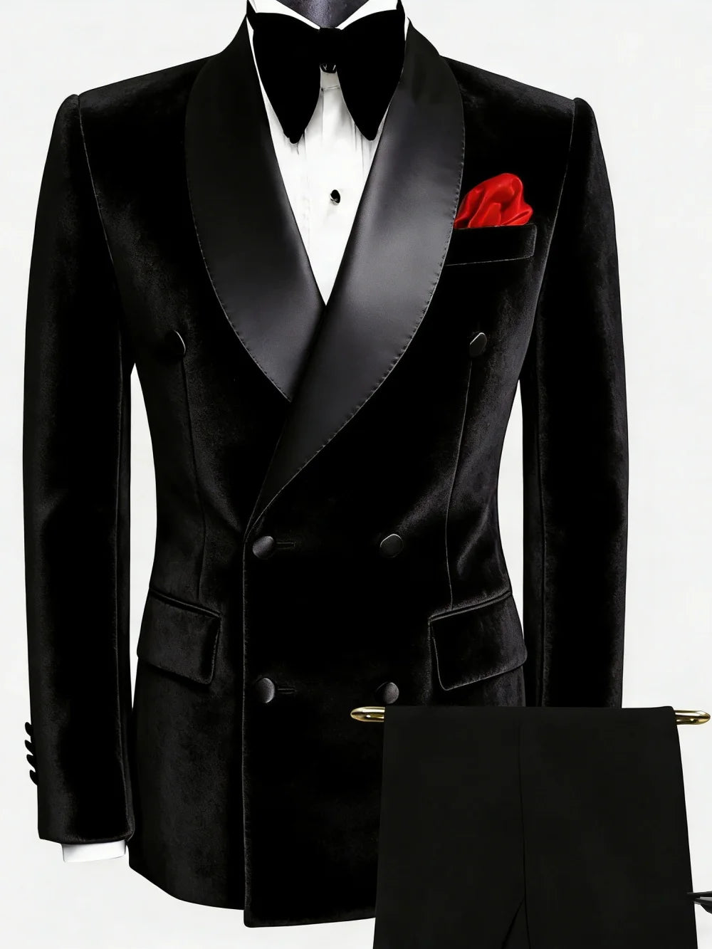Man Velvet Slim Fit Suits 2 Pieces Dancing Wear Handsome Classic Suit Set For Men Wedding Birthday Outfit Plus Size Party Tuxedo