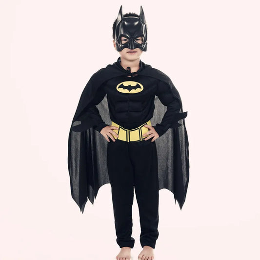 Boys Muscle Costumes with Mask Cloak Movie Character Superhero Cosplay  Party Role Play