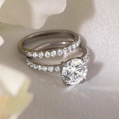 Full Moissanite Bridal Rings Set With  Certificate D Color Diamond Engagement Ring 925 Sterling Silver Wedding Band For Women