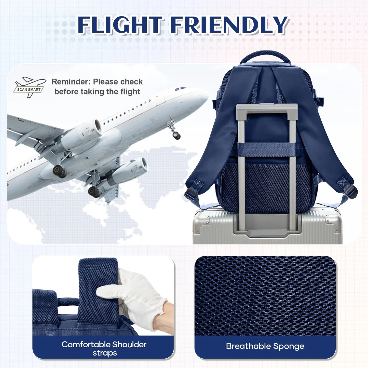 Travel Backpack Airplane Cabin Bag Ryanair Backpack 40x20x25 Luggage Laptop Bag Anti-Theft Men Women's Bag for Sports Trekking