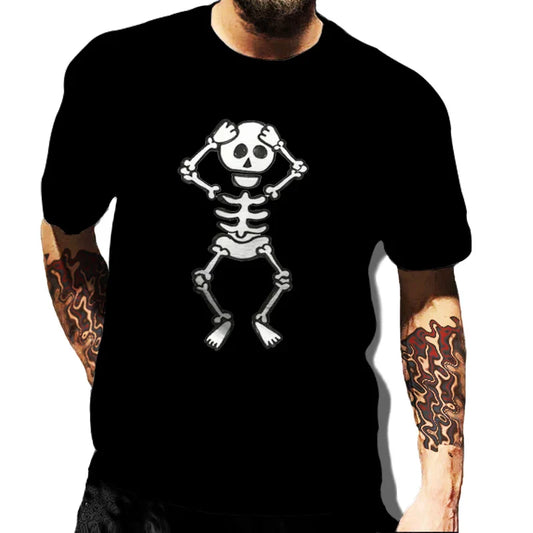 Vintage Halloween Skeleton Graphic T-shirts For Male Harajuku Tees Streetwear Men's Short Sleeve Man Hip Hop T-shirt Loose Top