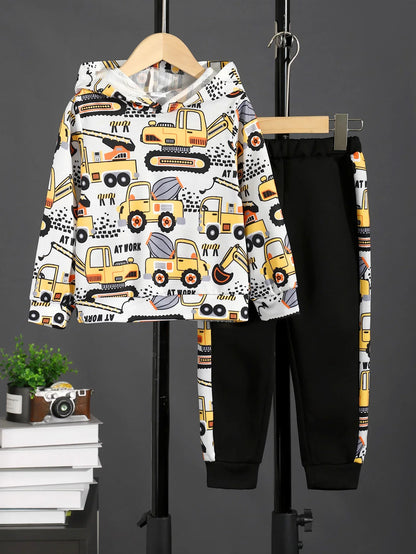 2PCS Kids Boy Clothes Set Cartoon Patte Hooded Long Sleeve Hoodie+Pants Autumn Fashion Trend Sports Outfit for Children 4-7Year