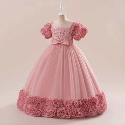 Summer Flower Girls Party Dress Elegant Tulle Bridesmaids Wedding Princess Dresses Girl Gala Birthday Evening Christmas Costumes