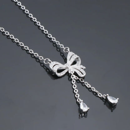 Delicate Women 24K Gold Plated Zircon Angel Wing Chain Pendant Necklace
