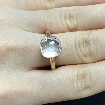 Stylish Purple Crystal Rose Gold Plated Candy Ring 30 Colors Simple Candy Color Jewelry Gift for Women Valentine's Day
