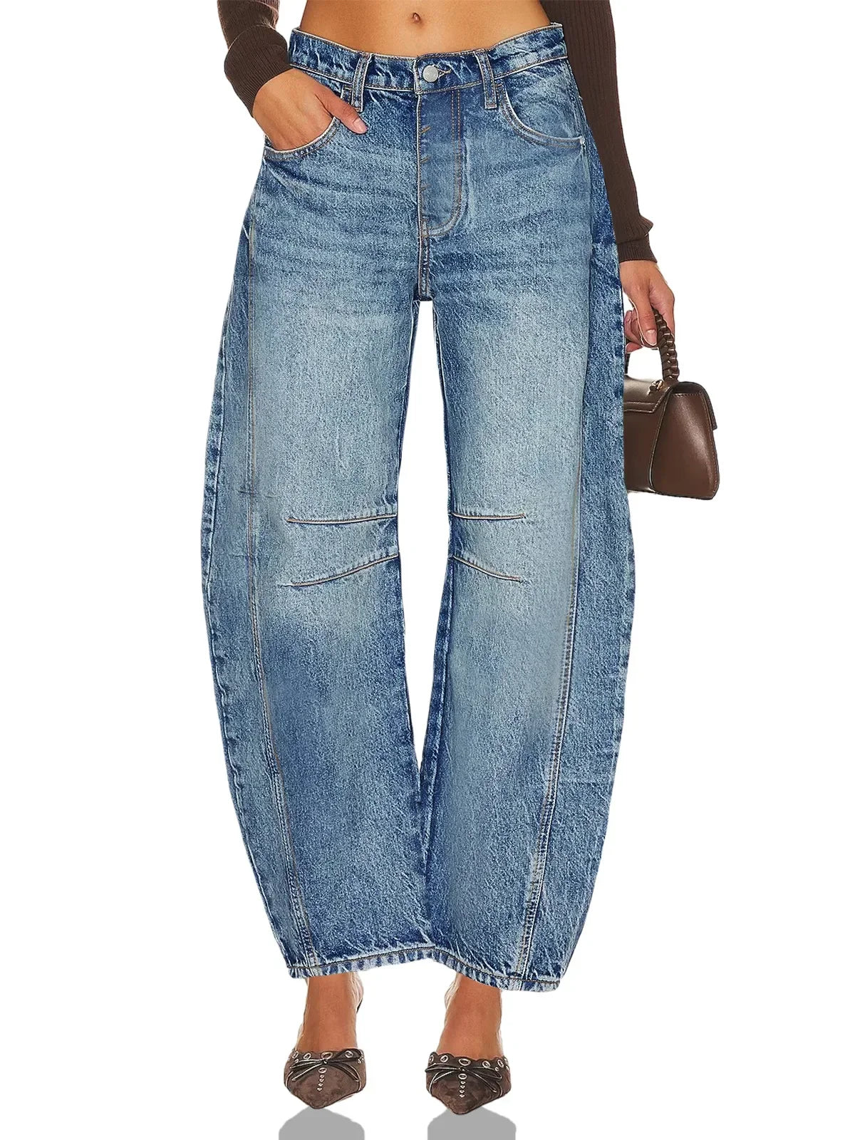 Elastic Waist High-waisted Women's Jeans