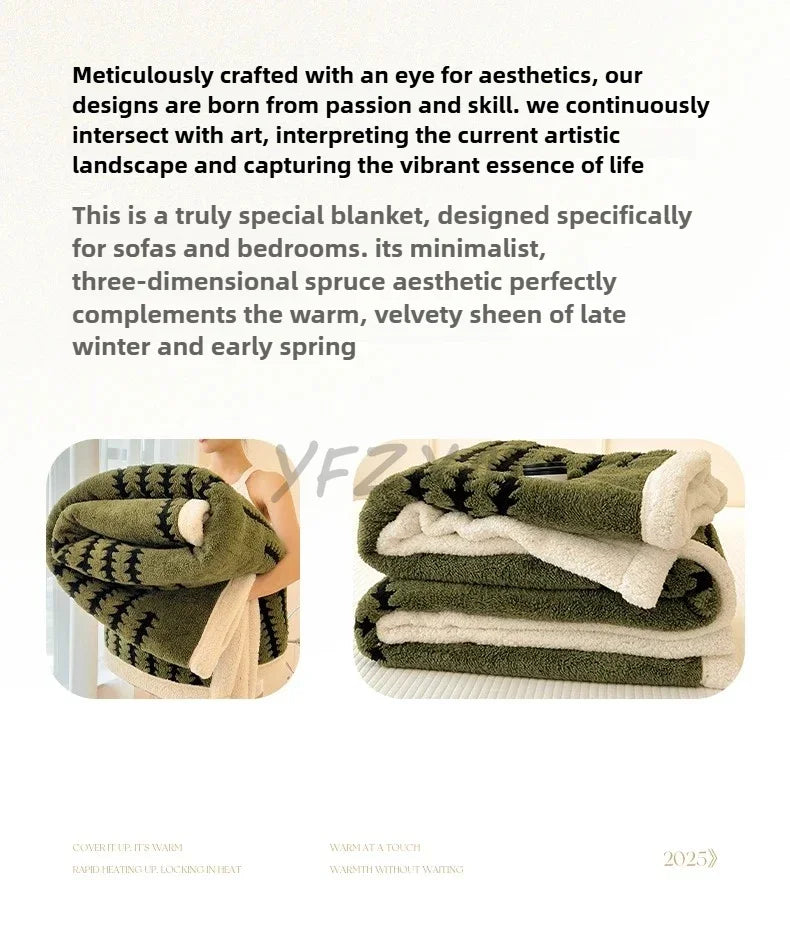Super Thick and Warm Flannel Blanket Super Soft Fluffy Queen Size Bed Blanket Cozy Skin-friendly Multifunctional Nap Blanket