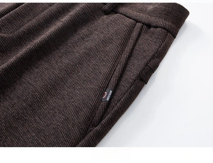 Men's Winter Fleece Elastic Casual Pants Thick Warm Soft Business Stretch Slim Trousers Streetwear Fashion Korean Brand Clothes