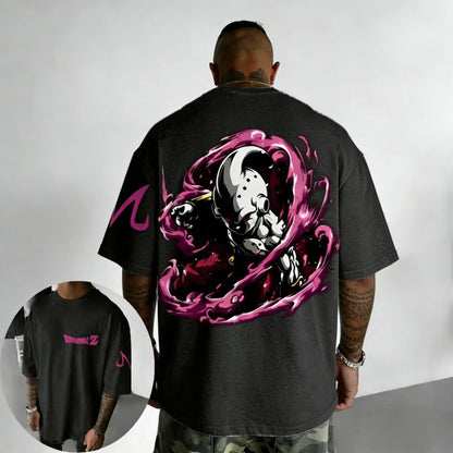 Oversized Cotton T-shirt Summer New Majin Buu Printed Men's and Women's Street Hip Hop Loose Casual Top