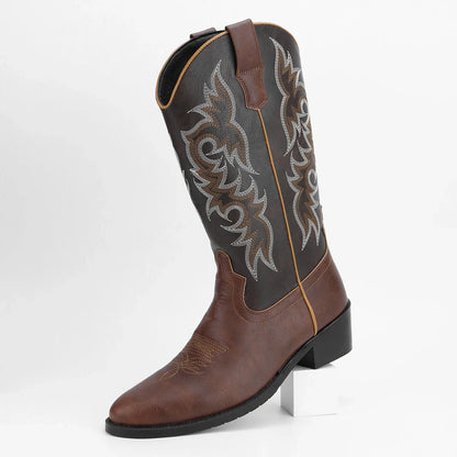 Men's High-Top Vintage Embroidered Fashion Desert Western Cowboy Boots