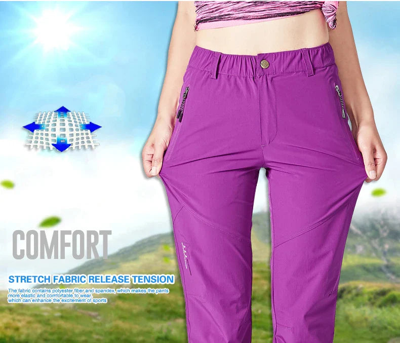 Women Hiking Pants Camping Trekking Running Climbing Mountain Trousers Lightweight Quick Dry Waterproof Summer Pants