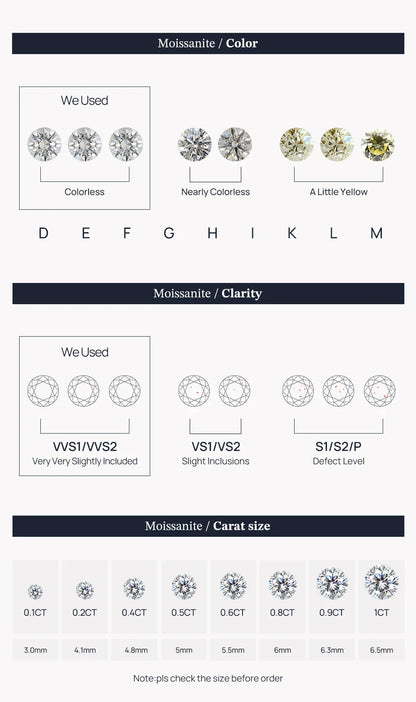 0.5-1.2 Carat D Color Moissanite Ear Stud Earrings For Women 925 Sterling Silver Sparkling Piercing Earring Fine Jewelry
