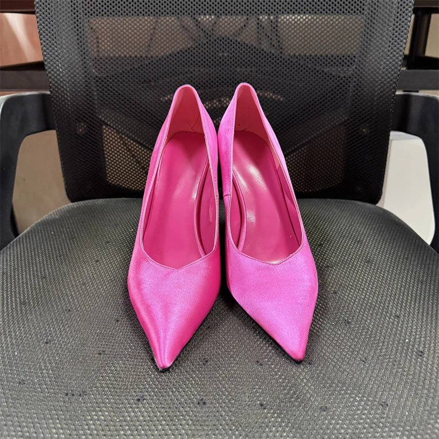 Runway Women Heels Pumps 2026 Designer Shoes Patent leather Pointed Toe Slingback Shallow Luxury Brand Strange Heel Woman Shoes