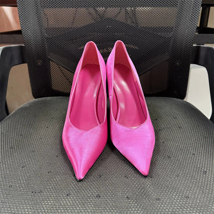 Runway Women Heels Pumps 2026 Designer Shoes Patent leather Pointed Toe Slingback Shallow Luxury Brand Strange Heel Woman Shoes