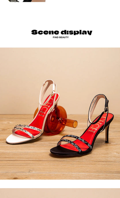 Women's High Heels Simple with Diamond Design Fine Workmanship Versatile Women's Sandals