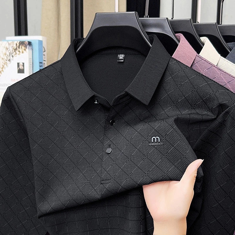 Collar Long Sleeved Polo Shirt for Men in Spring and Autumn 2025 New Business and Leisure Versatile T-shirt