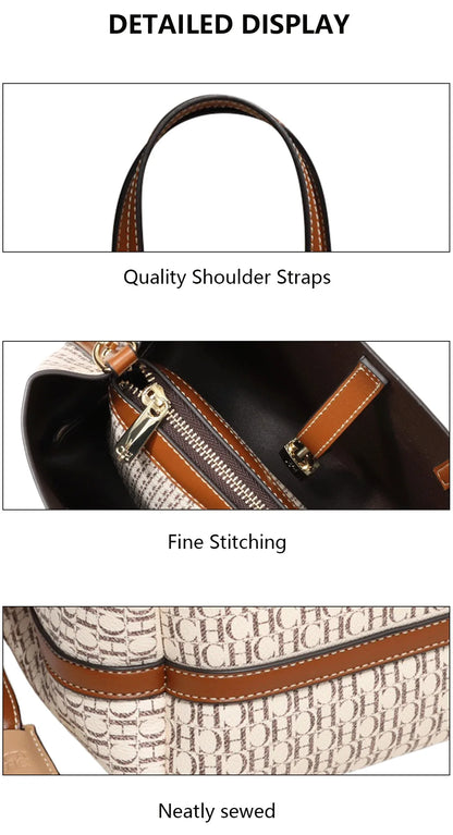 Exquisite Monogram Tote Bag Padlock Accent Quality Shoulder Straps Fine Stitching Spacious Daily Commute Travel Essential