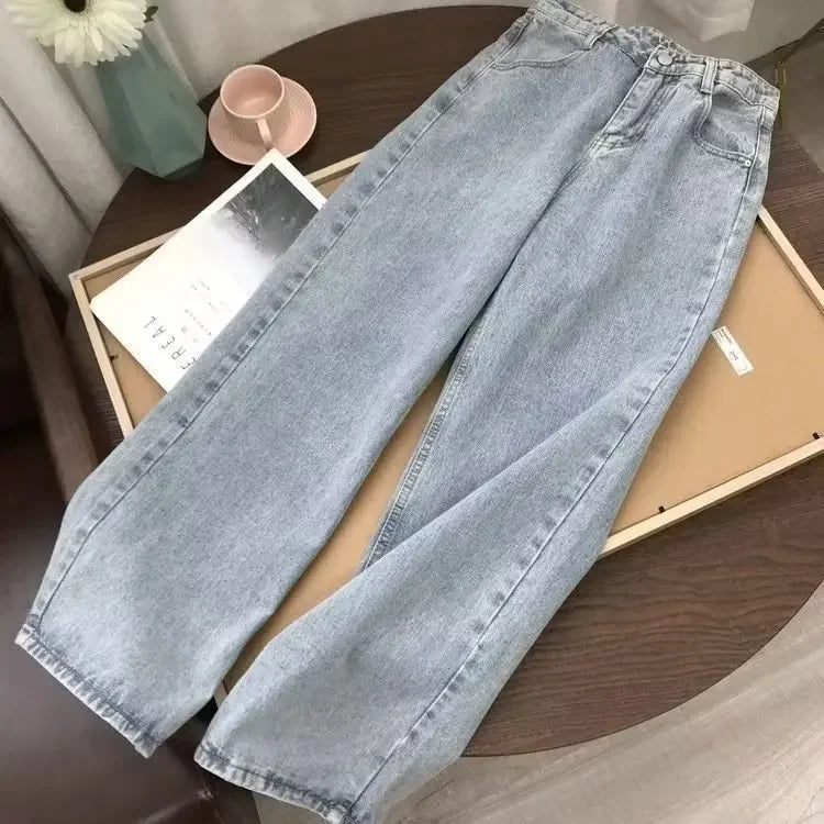 Women's Jeans High-waisted Straight-leg Loose Fit Pants