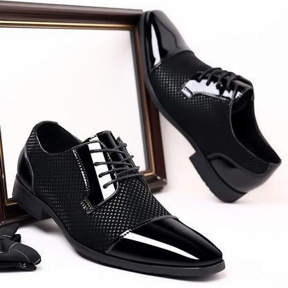 Men's Dress Shoes Classic Lace-up Formal Oxfords Modern Tuxedo Business Casual Scale Pattern Comfort Formal Shoes for Men