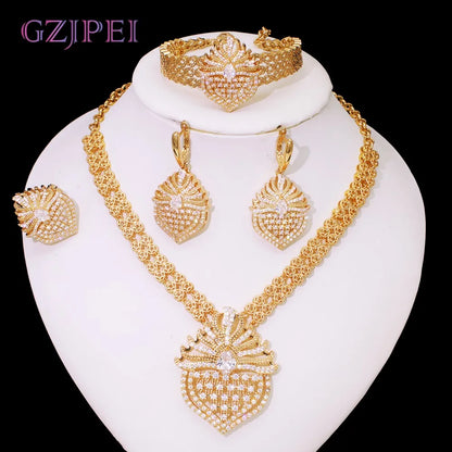 4Pcs/Set Cubic Zirconia Bridal Jewelry Set Dubai Nigeria Wedding Gift White Crystal Zircon Women Sets 2025 Trendy New