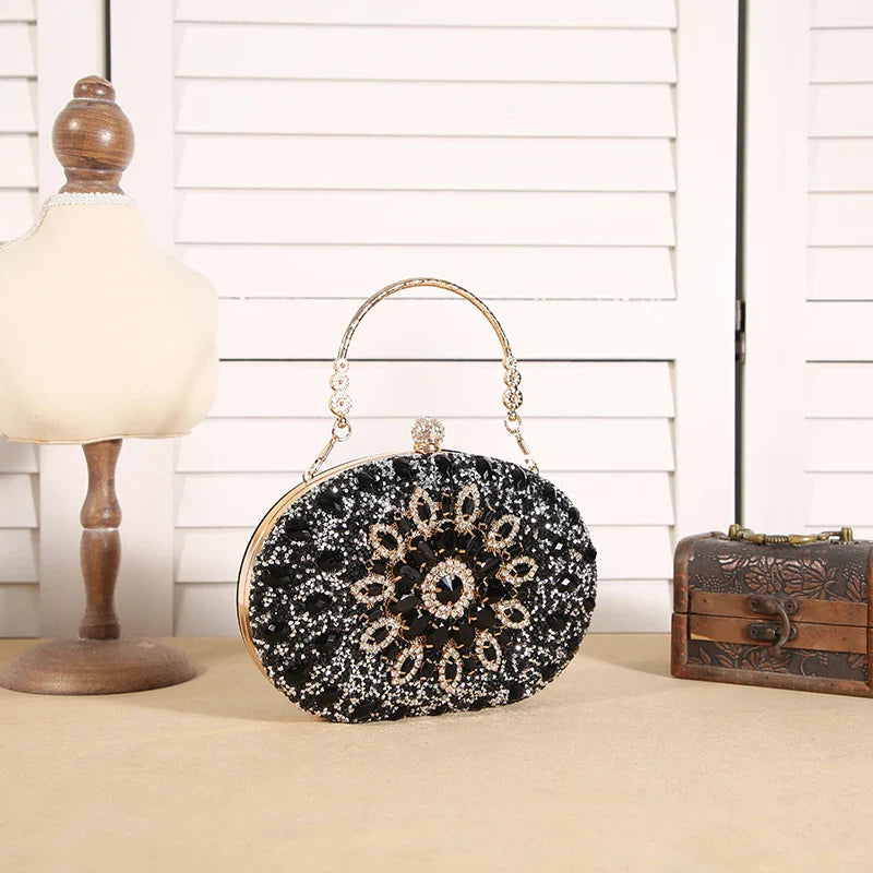 Cross-border explosive sunflower dinner bag Fashion banquet clutch bag Dress evening bag Diamond set bag European and American p