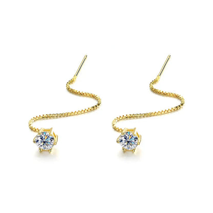 100% 925 Sterling Silver 2ct Moissanite Drop Earrings For Women Long Tassel Earring Wedding Party Luxury Fine Jewelry Gift