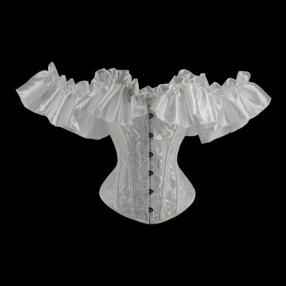 Off Shoulder Corset Top Sexy Gothic Corsets and Bustiers Overbust Corset Slimming Waist Trainer Ruffles Short Sleeve Women Top