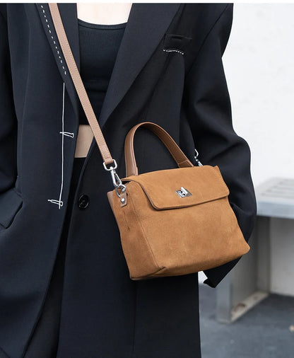 2026 NEW Autumn winter women's Natural Suede leather Crossbody Bag luxury designer Genuine Leather commuting messenger bag