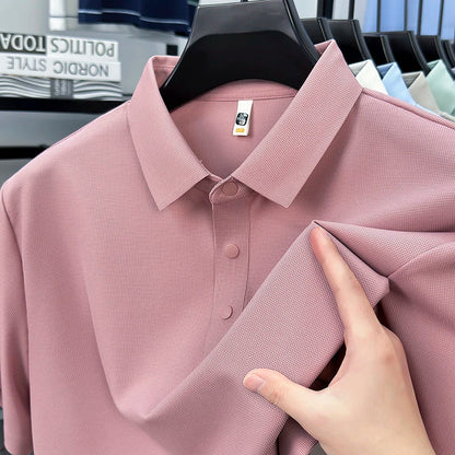 2025 Men's Sporty Polo Waffle Shirt | Moisture-Wicking Golf Tennis Top Sizes S-5XL, Snap Buttons, 7A Antibacterial High Quality
