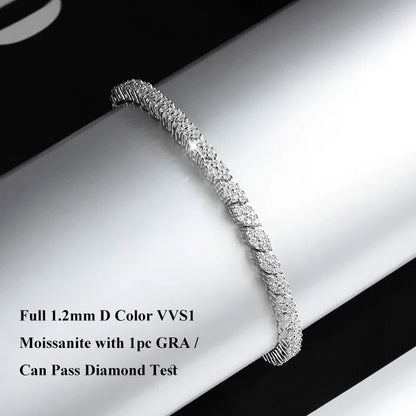 Double Row Full 2.5/3mm Round Cut Moissanite Tennis Bracelet D Color Lab Diamond 925 Silver Women Man Link Bracelets Gift