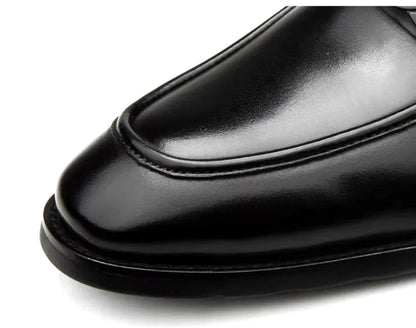 Metal Buckle Leather Shoes For Men Luxury Slip-on Genuine Leather Business Formal Shoes Groom Wedding Shoes
