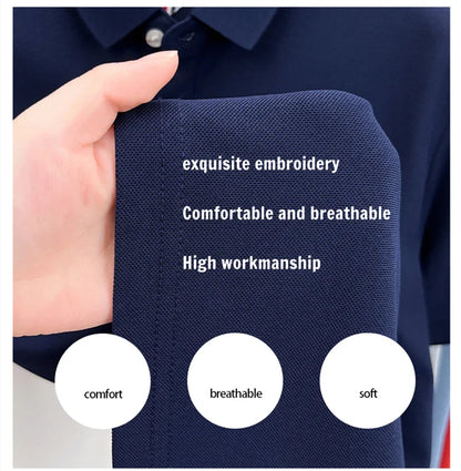 High end luxury brand short sleeve polo shirt summer new trend cute dog embroidery design T-shirt casual Korean golf men's wear
