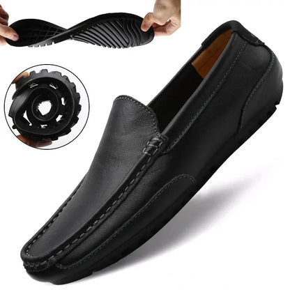 Genuine Leather Breathable Mocasines Casual Loafers Leather Shoes For Men Slip On Formal Italian Driving Flat Chaussure Homme