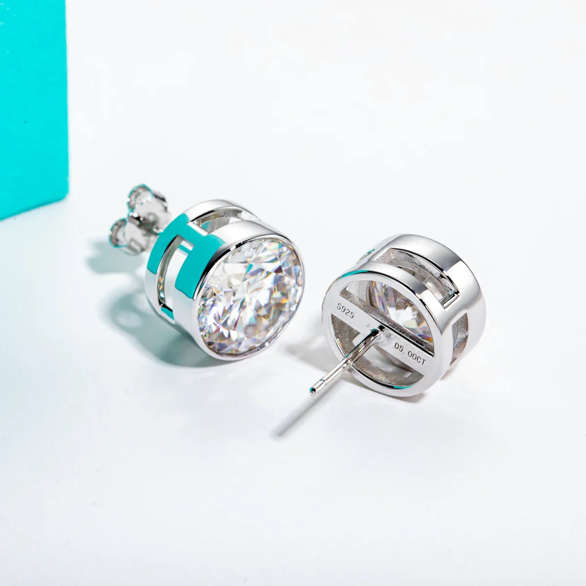 1ct 2ct Total D Color Round Moissanite 18K Gold Plated Stud Earrings Stud Earrings  For Woman