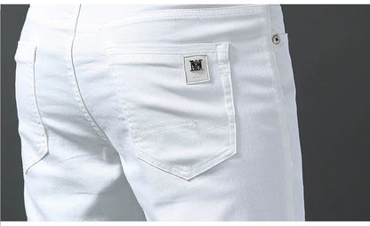 New 98% Cotton Men's Fashion Slim Jeans Stretch Straight Spring Autumn Luxury Denim Trousers Casual Business Pencil Pants