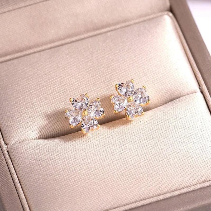 Heart Cut Flowers All Moissanite Stud Earrings for Women Marriage Solid Silver Jewelry Pass Test GRA Lab Diamond Earring