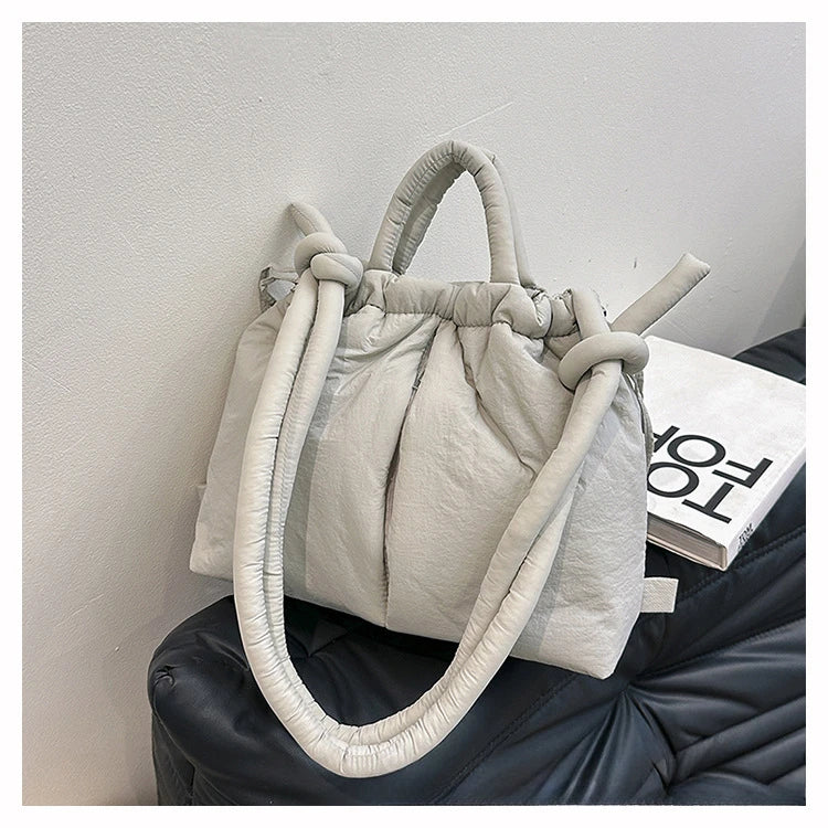 Women's Casual Single-shoulder Bag Large Capacity Nylon Backpack Women's Down Cotton Winter Tote Bag Portable Makeup Handbag