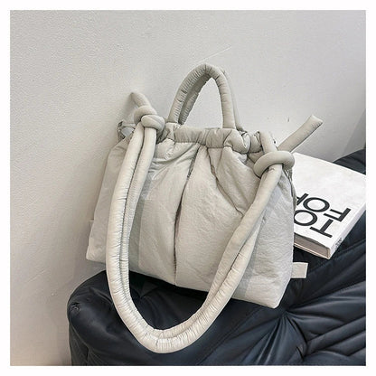 Women's Casual Single-shoulder Bag Large Capacity Nylon Backpack Women's Down Cotton Winter Tote Bag Portable Makeup Handbag