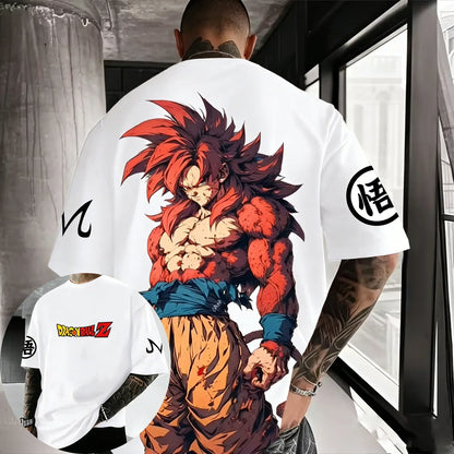Anime Cotton T-shirt Summer New Super Saiyan 4 Printed Men and Women Street Hip Hop Casual Short Sleeve Top