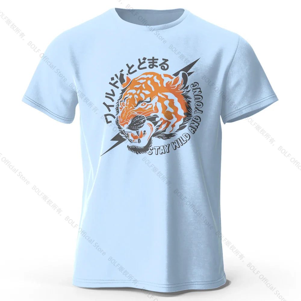 Men's Trust Tiger Printed T-Shirt 100% Cotton Harajuku Oversized Funny Graphic Tees for Men Women Summer Tops