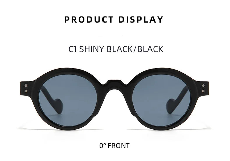 Round Sunglasses Men Punk Double Color Shades UV400 Retro Rivets Decoration Women Trending Sun Glasses Clear Lens Frame
