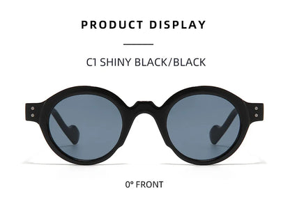 Round Sunglasses Men Punk Double Color Shades UV400 Retro Rivets Decoration Women Trending Sun Glasses Clear Lens Frame
