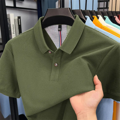 100% cotton short sleeve polo shirt comfortable lightweight high-end brand fashionable simple summer men's casual lapel T-shirt
