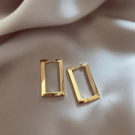 Stainless Steel Geometric Earrings Rectangular metal Hoop earrings for Women 2023 New trendy jewelry Gift
