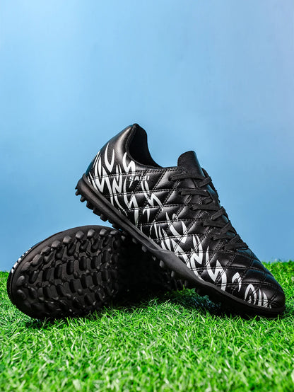 Men Women Kids Youth TF Turf Soccer Cleats PU+Fabric Upper Rubber Sole Non-Slip Wear-Resistant Training Shoes