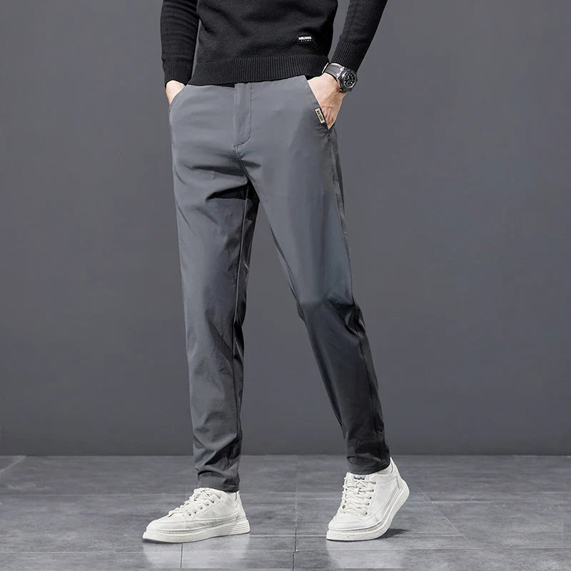 Spring Autumn Men's Golf Casual Pants Solid Color Elastic Waist Design Business Trousers Straight Stretch Korean New Male Pants