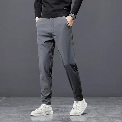 Spring Autumn Men's Golf Casual Pants Solid Color Elastic Waist Design Business Trousers Straight Stretch Korean New Male Pants