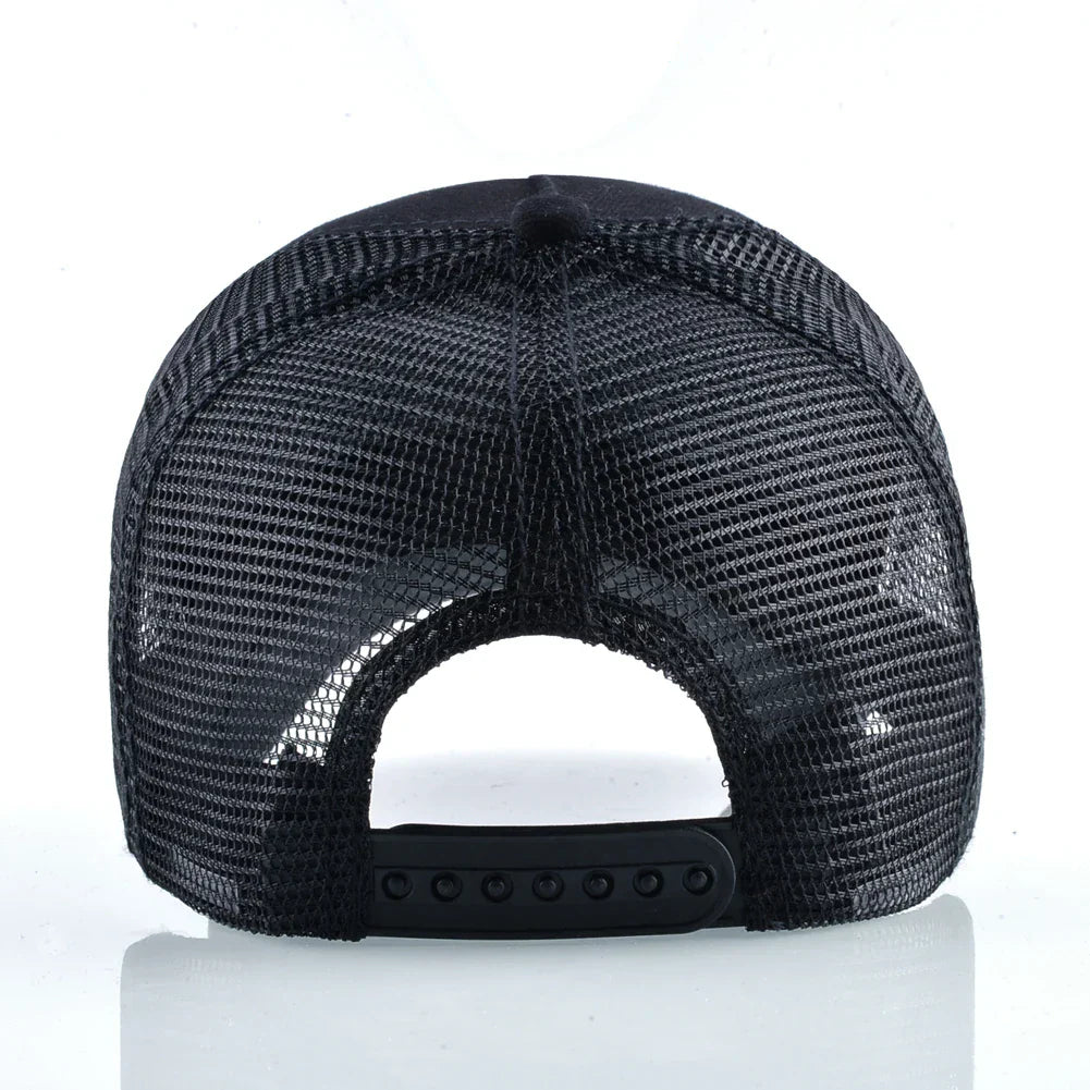 Four Seasons Snapback Baseball Cap Men Fashion Bear Embroidery Hip Hop Hat Women Outdoor Breathable Mesh Trucker Hat