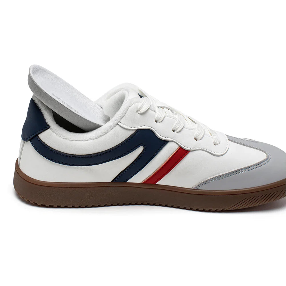 Wide Toe Shoes Unisex Artificial Leather Faux Fur Lined Sneakers Casual Retro Lace Up Shoes for Women Men